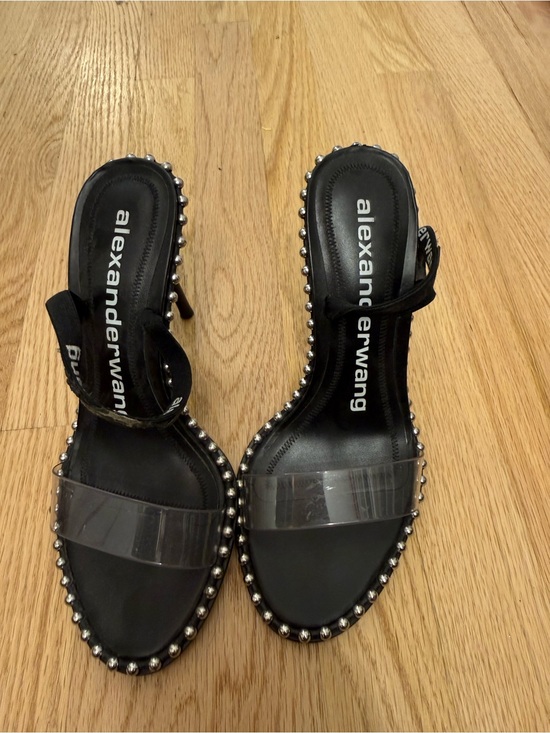 Alexander Wang Shoes - Alexander Wang Black Studded Sandals with Clear Toe Strap